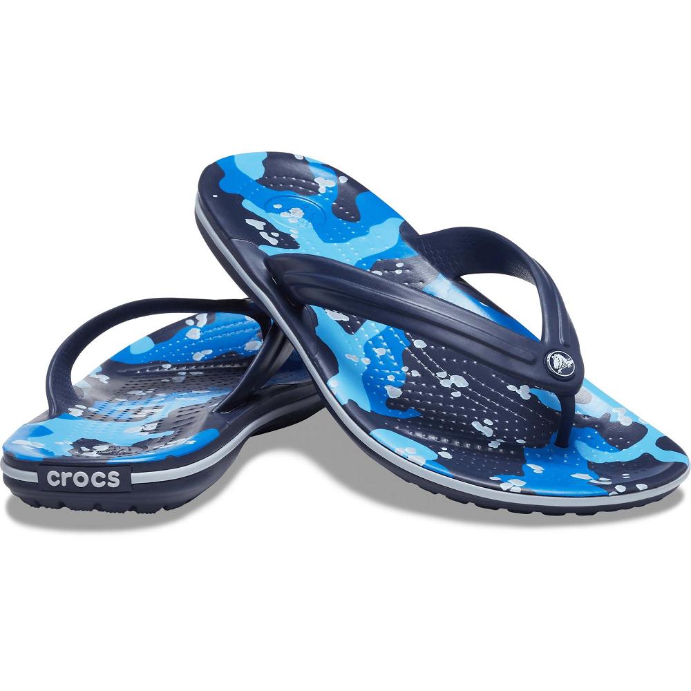 Blue Women's Crocs Crocband™ Printed Flip Flops | NZ 0179VRWD